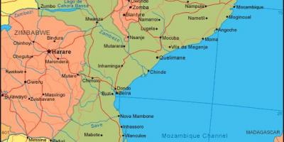 Mapa pobrežie Mozambiku