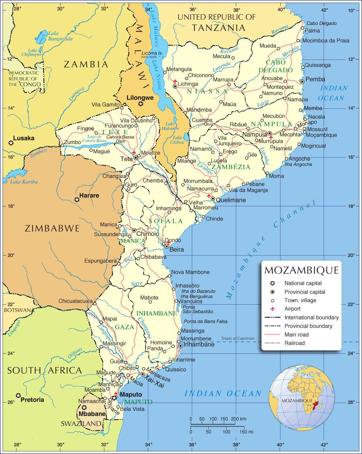 mapute Mozambik mapu