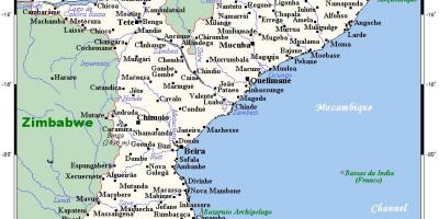 Mapa Mozambik mestá